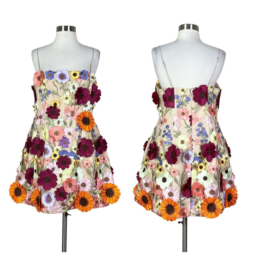 NEW Antonio Melani | Floral Applique Sheer Nude Overlay Cocktail Mini Dress 8 - Picture 11 of 11